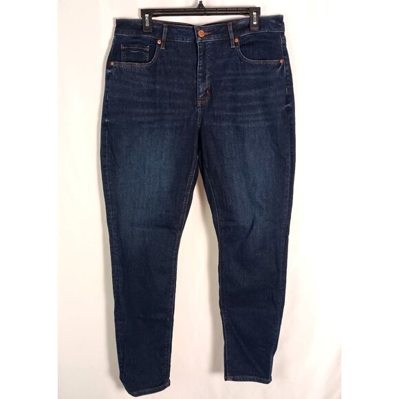 Ann Taylor LOFT Curvy Skinny Crop Jeans Stretch Size 14/32 Black Denim - Picture 1 of 8